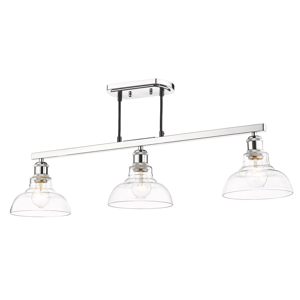 Golden Lighting 0305-3SF CH-CLR Carver 3 Light Semi-Flush in Chrome with Clear Glass